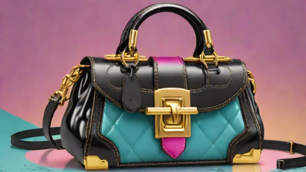 A black Chloé Paddington bag with gold hardware resting on a marble surface.