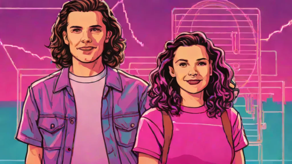 Millie Bobby Brown and Jake Bongiovi smiling together as a happy couple.