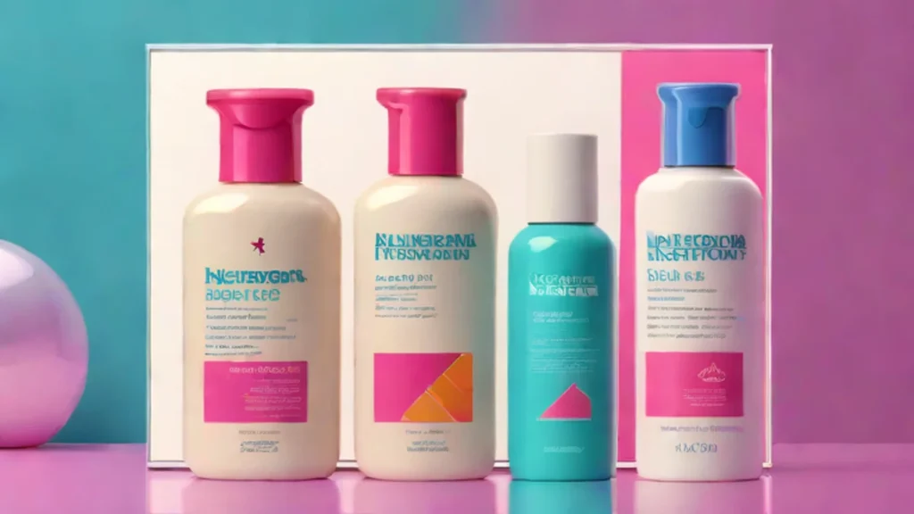 Neutrogena sunscreen bottles sitting on a white surface near a woman's profile.