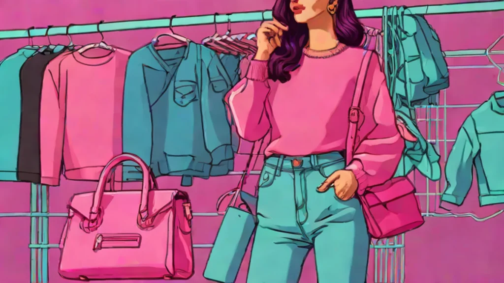 A fashionable woman wearing denim and a sweater carrying a luxury leather handbag.