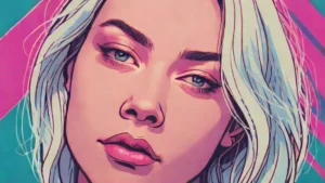 A close-up portrait of Phoebe Bridgers with a calm and unbothered expression.