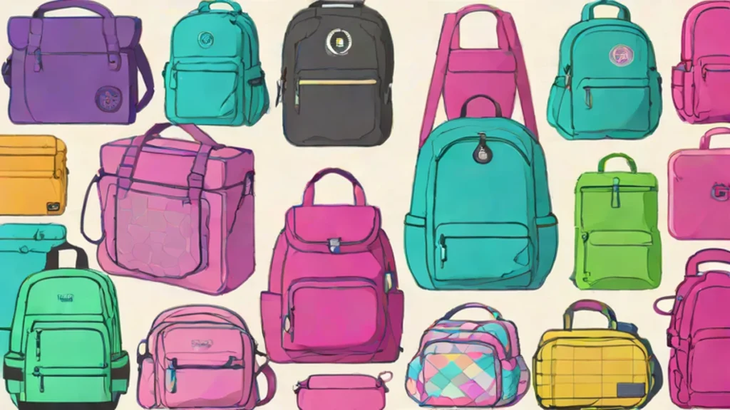 An assortment of Lululemon belt bags, backpacks, and totes displayed together.