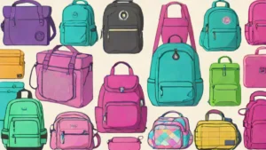 An assortment of Lululemon belt bags, backpacks, and totes displayed together.