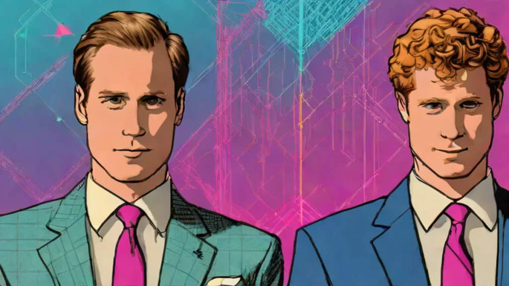Split portrait of Prince William and Prince Harry representing the royal family tension.