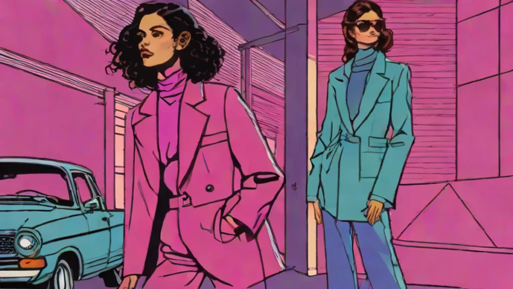 An adult woman modeling structured indigo wide-leg pants and a matching cropped jacket from the GapStudio collection.