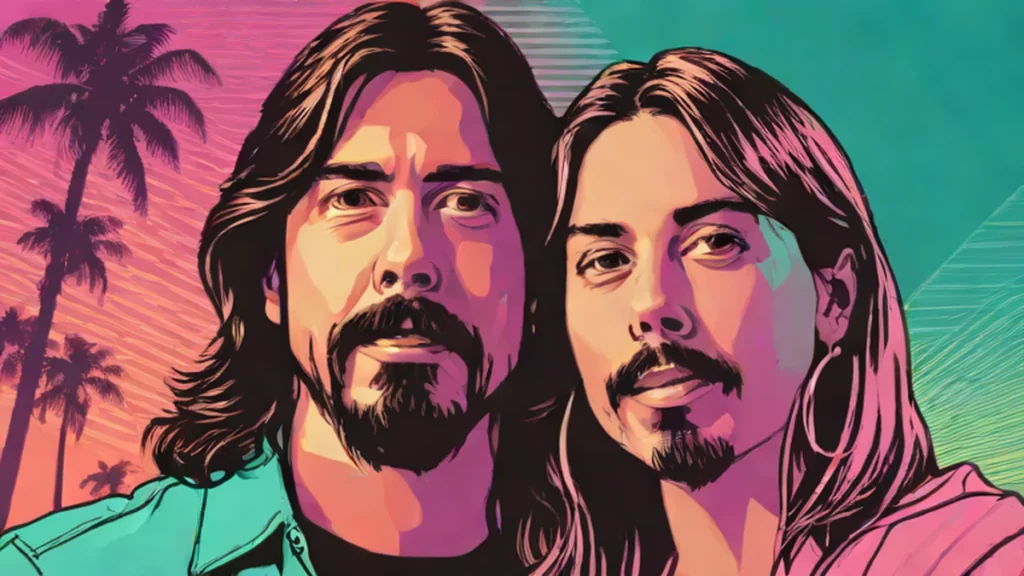 Close-up portrait of Dave Grohl and Jordyn Blum appearing together at the MTV Video Music Awards.
