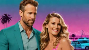 A close-up portrait of Blake Lively and Ryan Reynolds smiling together at the collarbone.