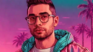 A close-up portrait of musician Jack Antonoff looking thoughtful during a live performance.