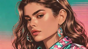 A somber three-quarter profile portrait of Kaia Gerber looking away with a sad expression.