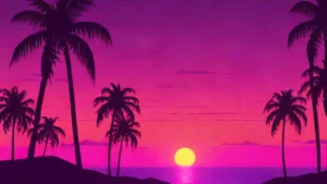 A peaceful sunset view of ocean waves hitting the shore at dusk.
