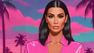 Kim Kardashian wearing a stunning pink Alaïa dress at the Singapore Grand Prix.