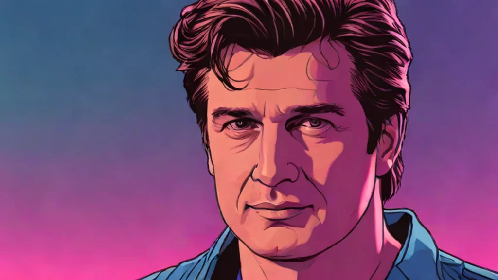 A close-up portrait of actor Nathan Fillion looking directly at the camera.