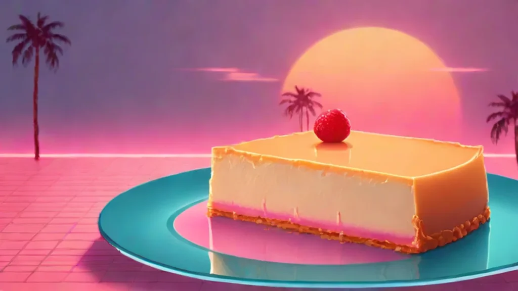 A slice of cheesecake on a white plate resting on a table surface.