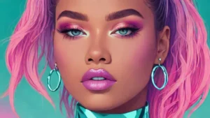 Close-up portrait of Tyla showcasing her makeup and hair at the 2026 MTV VMAs.